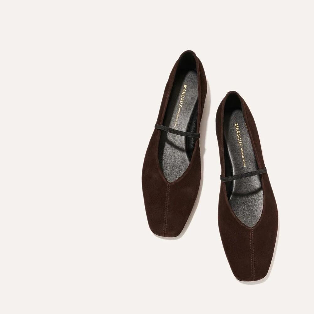 NEW Margaux The Phoebe Flats Brown Espresso Suede Leather Maryjane 41.5